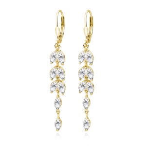 Cercei argint placati cu aur galben cu pietre DiAmanti Z2063DG_W-DIA (Argint 925‰ 3,6 g.)